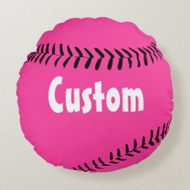 Cute Deep Rosa Round Fastpitch Softball Pillow Rund Kudde