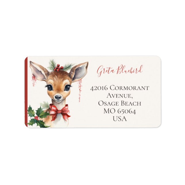 Cute deer whimsical boho Christmas custom Adressetikett (Framsidan)