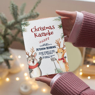 Cute Deers sjunger jul Karaoke Party Inbjudningar