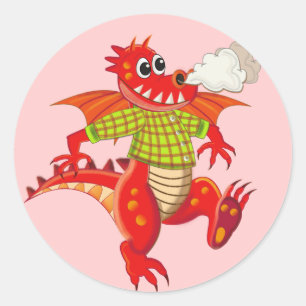 Cute-dekal med Dragon Runt Klistermärke