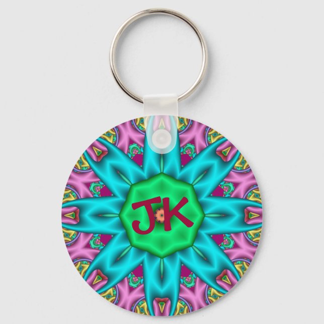 Cute dekorative keychain med Monogram Nyckelring (Framsida)