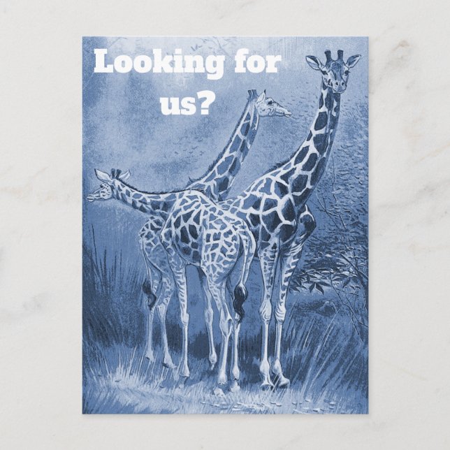 Cute Delft Blue Giraffes Nya adress Flytta Vykort (Framsida)