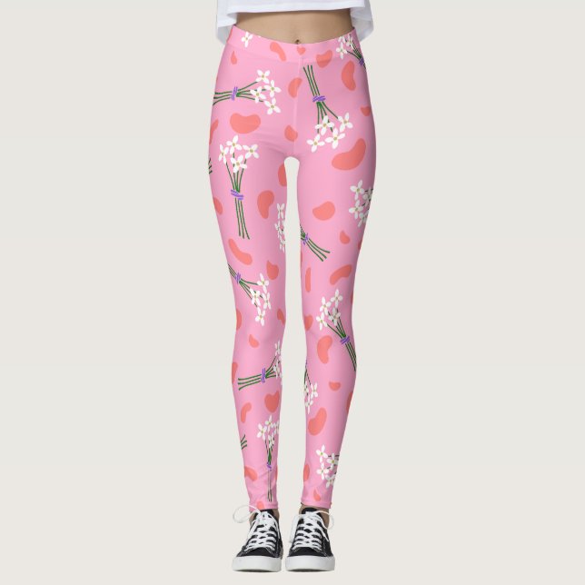 Cute delikat daisy, liten bukett mönster leggings (Framsida)