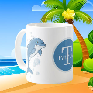 Cute-delphin älskare add monogram kaffemugg