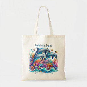 Cute Delphin älskare add namn Tygkasse