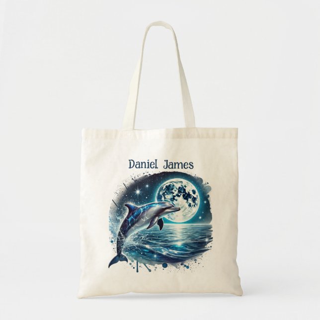 Cute Delphin älskare add namn Tygkasse (Framsidan)