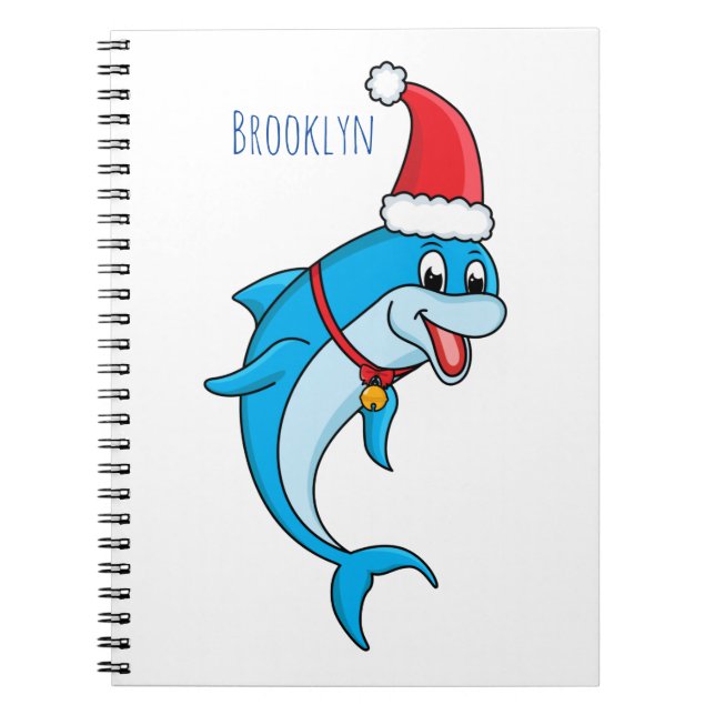 Cute delphin med Santa hat-tecknad Anteckningsbok (Framsidan)