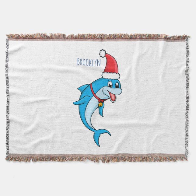 Cute delphin med Santa hat-tecknad Filt (Framsidan)