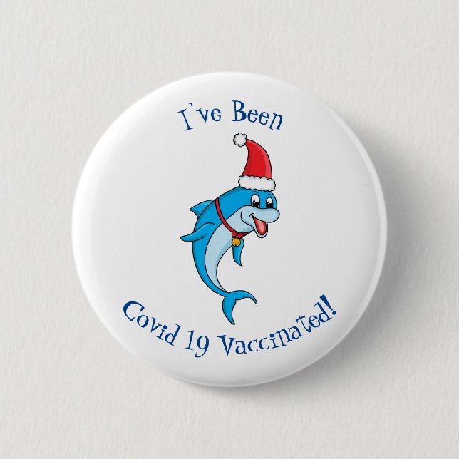 Cute delphin med Santa hat-tecknad Knapp (Framsida)