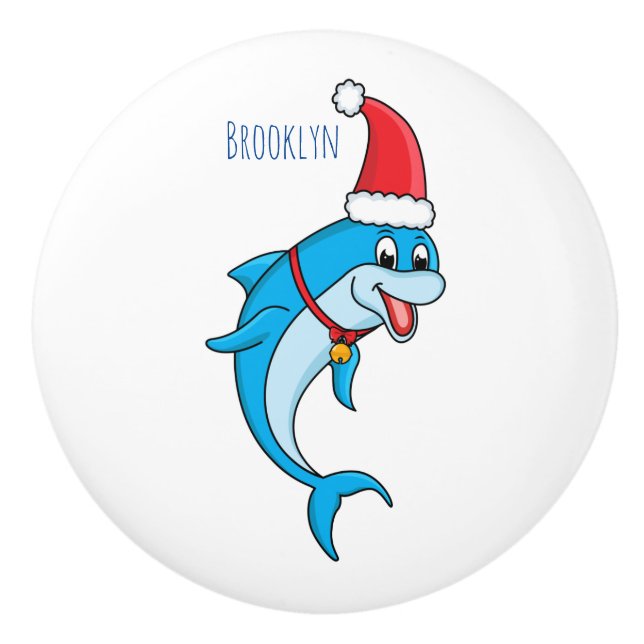 Cute delphin med Santa hat-tecknad Knopp (Framsidan)
