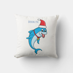 Cute delphin med Santa hat-tecknad Kudde