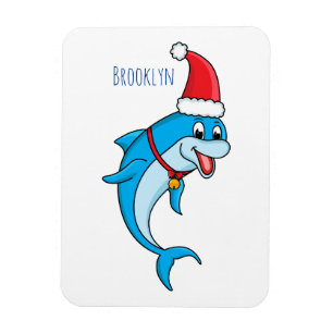 Cute delphin med Santa hat-tecknad Magnet