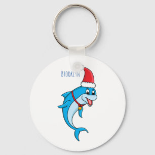 Cute delphin med Santa hat-tecknad Nyckelring