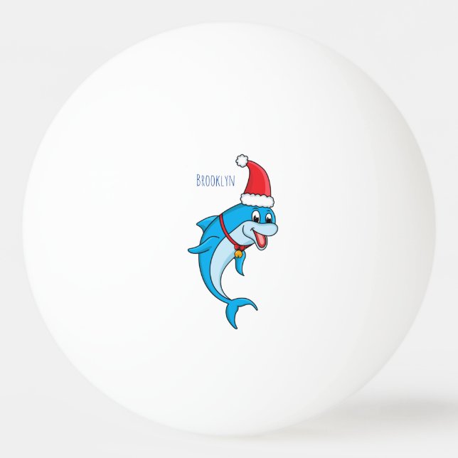 Cute delphin med Santa hat-tecknad Pingisboll (Framsidan)