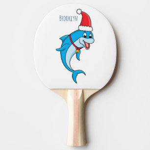 Cute delphin med Santa hat-tecknad Pingisracket