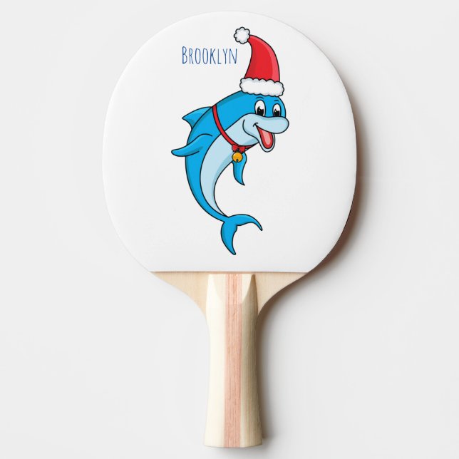 Cute delphin med Santa hat-tecknad Pingisracket (Framsidan)