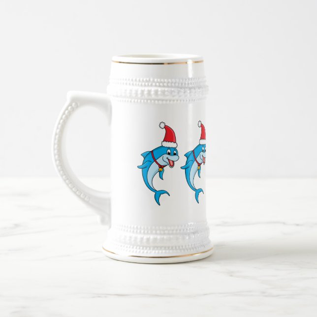 Cute delphin med Santa hat-tecknad Sejdel (Vänster)