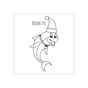Cute delphin med Santa hat-tecknad Stämpel