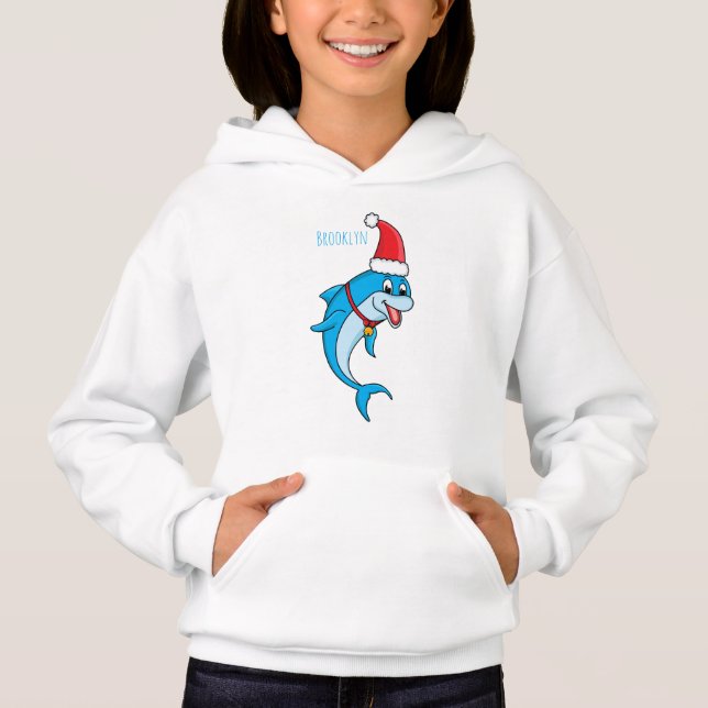 Cute delphin med Santa hat-tecknad T Shirt (Framsida)