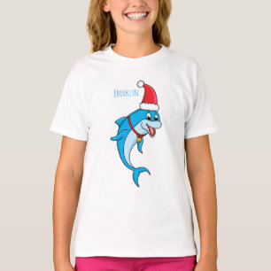 Cute delphin med Santa hat-tecknad T Shirt