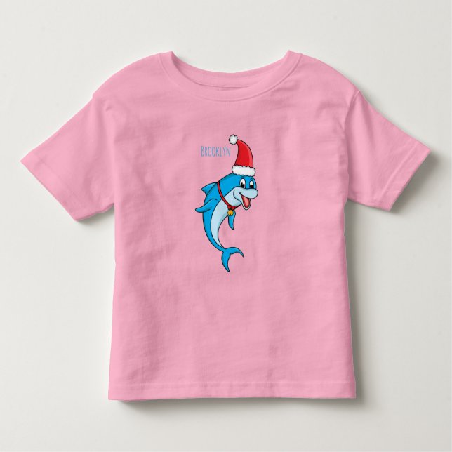 Cute delphin med Santa hat-tecknad T Shirt (Framsida)