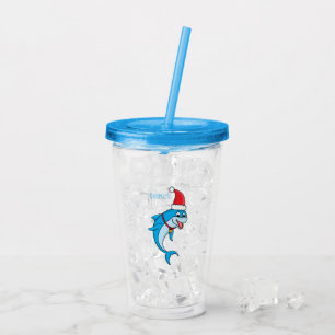 Cute delphin med Santa hat-tecknad Take Away Mugg