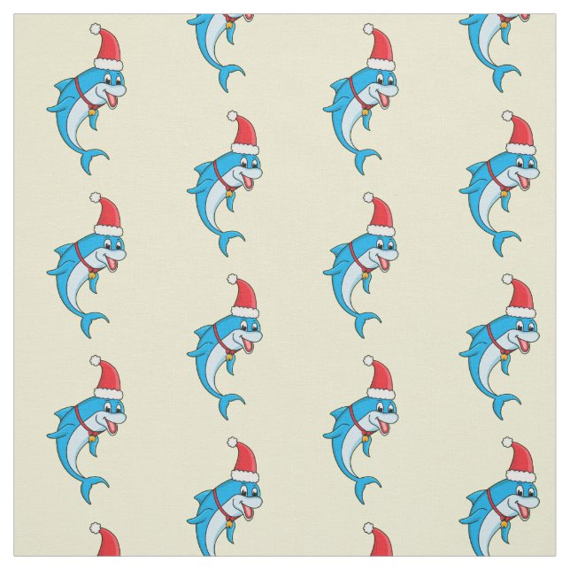 Cute delphin med Santa hat-tecknad Tyg (Provkarta)