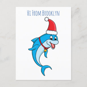Cute delphin med Santa hat-tecknad Vykort