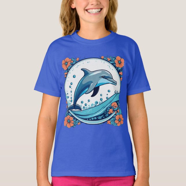 Cute Delphins som hoppar i havet T-Shirt (Framsida)