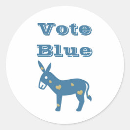Cute Democratic Donkey & Hearts VOTE BLUE Runt Klistermärke