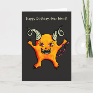 Cute Demon Character Birthday Kort