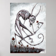 Cute demon med blomkrylmålning poster