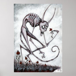 Cute demon med blomkrylmålning poster