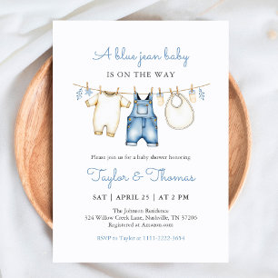 Cute Denim Blue Jean Boy Baby Shower-inbjudan Inbjudningar
