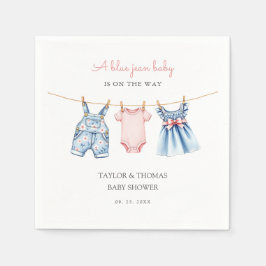 Cute Denim Blue Jean Girl Baby Shower Pappersservett
