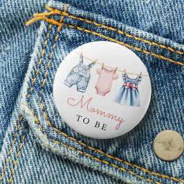 Cute Denim Blue Jean Girl Mamma att bli Knapp