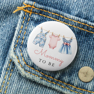 Cute Denim Blue Jean Girl Mamma att bli Knapp