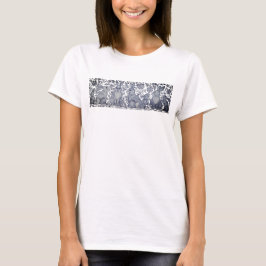 Cute Denim Blue Rabbit Mönster Animal Blommigt T-S T Shirt