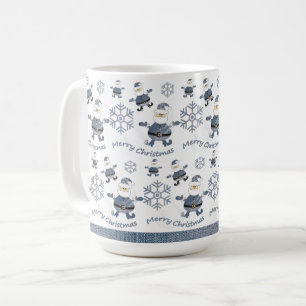 Cute Denim jultomten Mönster Kaffemugg