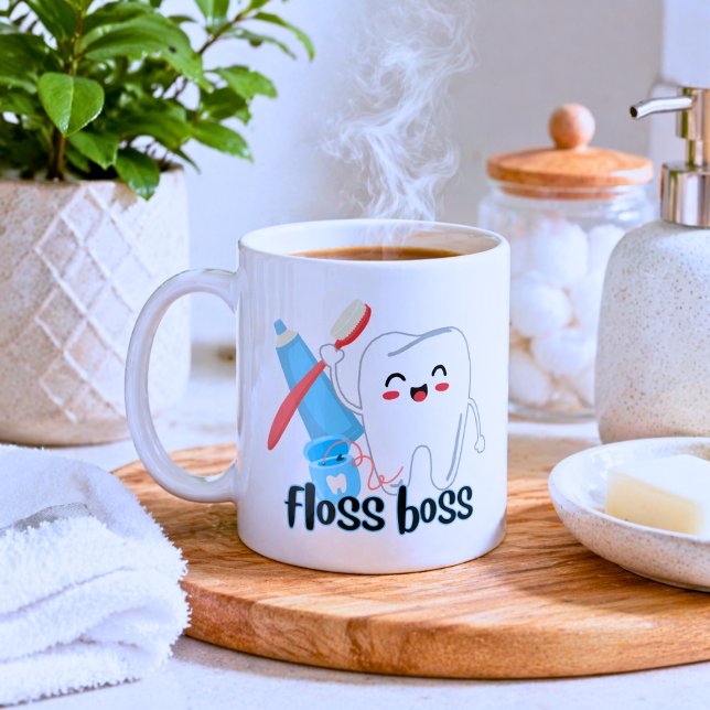 Cute Dental Floss Chef Kaffemugg (Skapare uppladdad)