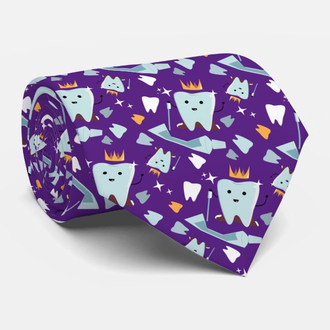 Cute Dentist Dental Hygienist Tooth Mönster Lila Slips (Rullad)