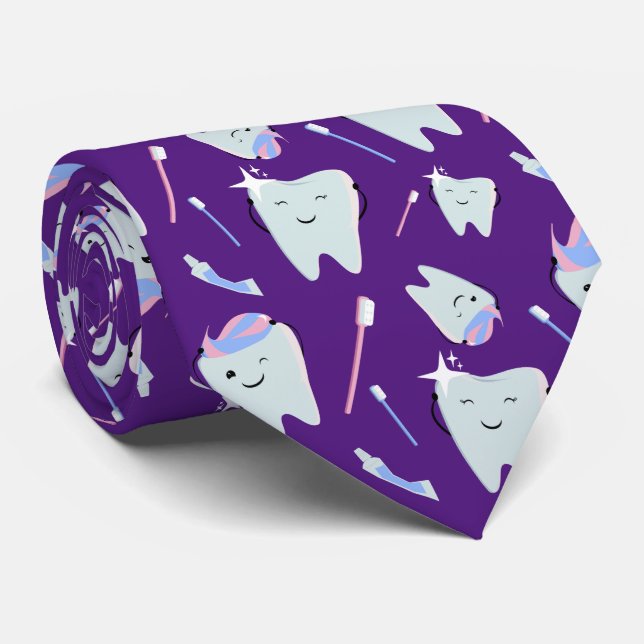 Cute Dentist Dental Hygienist Tooth Mönster Lila Slips (Rullad)