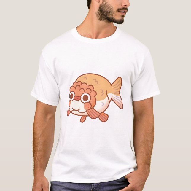 Cute Derpy Ranchu Goldfish Doodle T Shirt (Framsida)