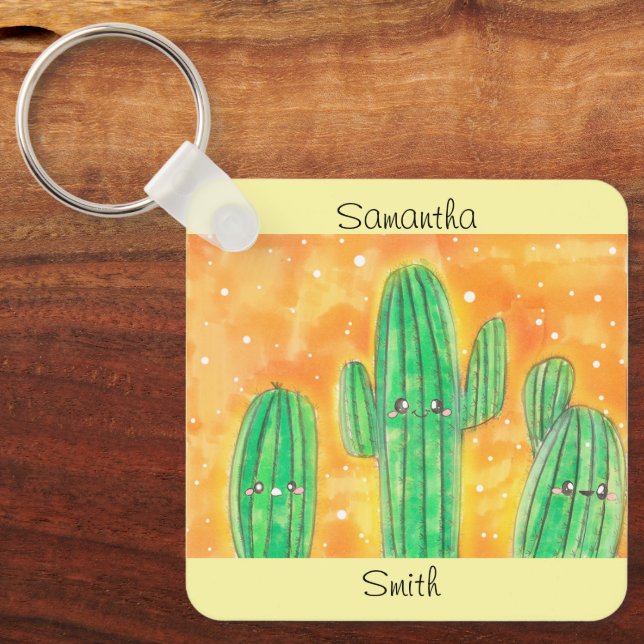 Cute Desert Cactus Nyckelring (Framsida)