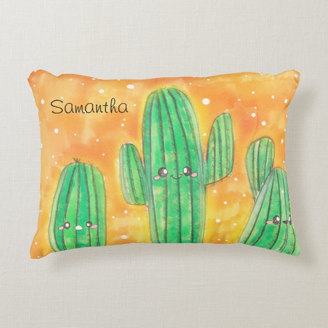 Cute Desert Cactus Prydnadskudde (Framsidan)