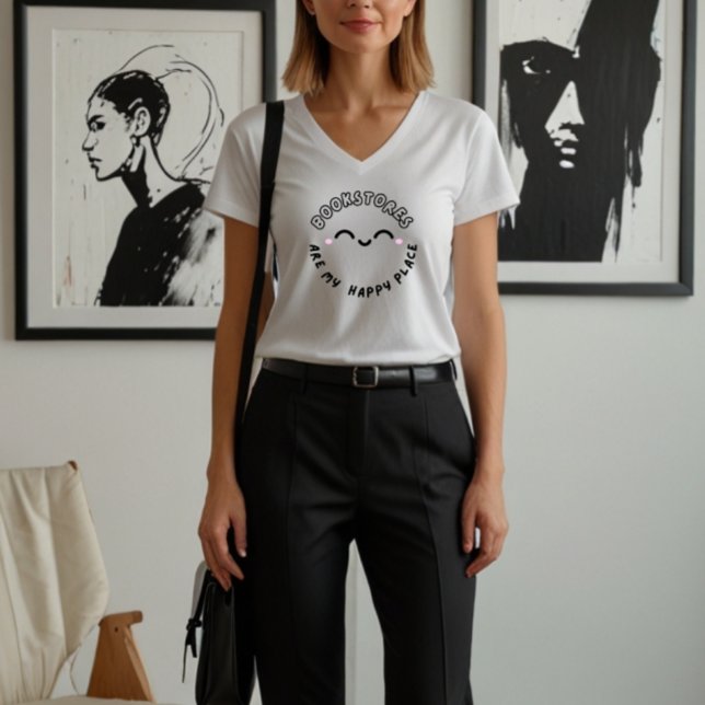 Cute Design "Bookstore are My Lycklig Ställe" T Shirt (Skapare uppladdad)