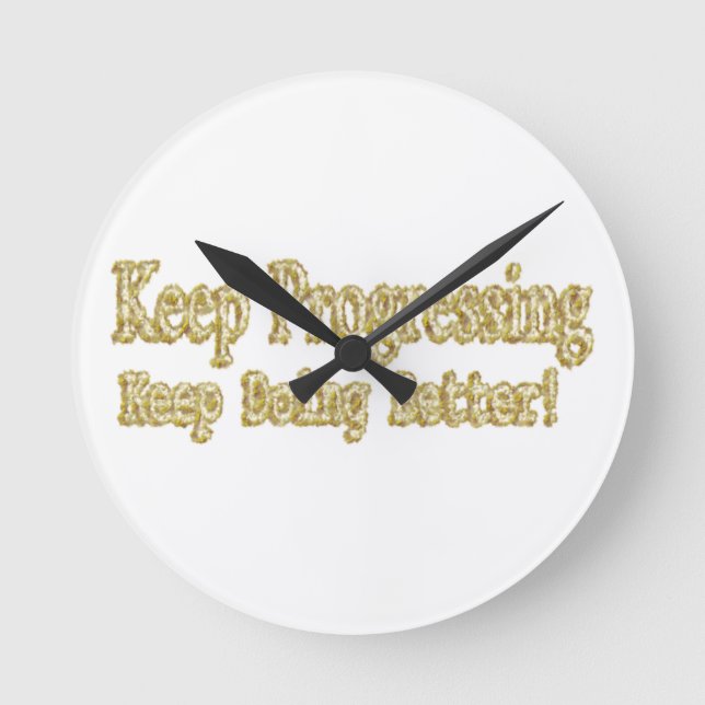 Cute Design handlar om "Behållans fortskridande".  Rund Klocka (Framsida)