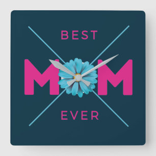 Cute Design Text, bästa Mamma någonsin för Mors da Fyrkantig Klocka