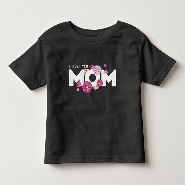 Cute Design Text I Kärlek, Mamma med blommor T Shirt (Framsida)