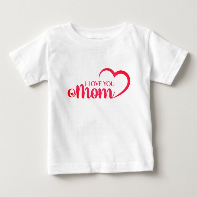 Cute Design Text I Kärlek Mamma med hjärta T Shirt (Framsida)